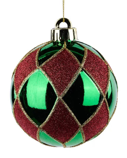 100mm Glitter Harlequin Ball Ornament