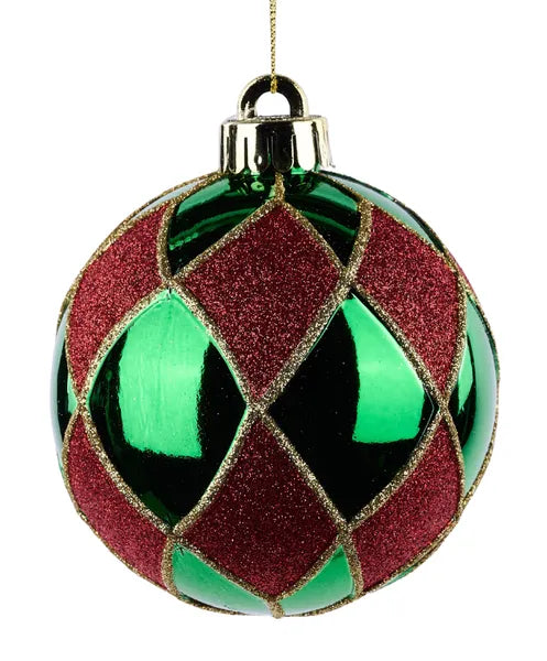 100mm Glitter Harlequin Ball Ornament