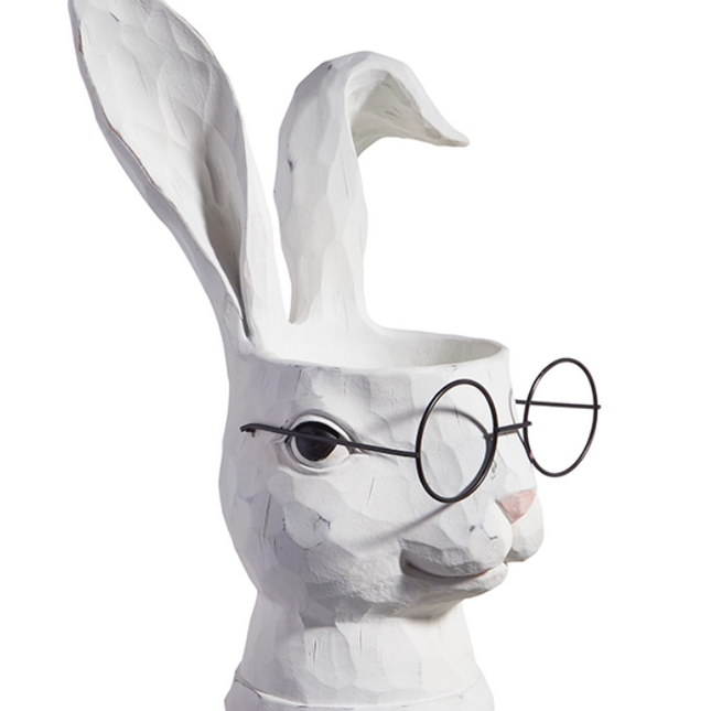 15.75" Rabbit With Glasses Planter