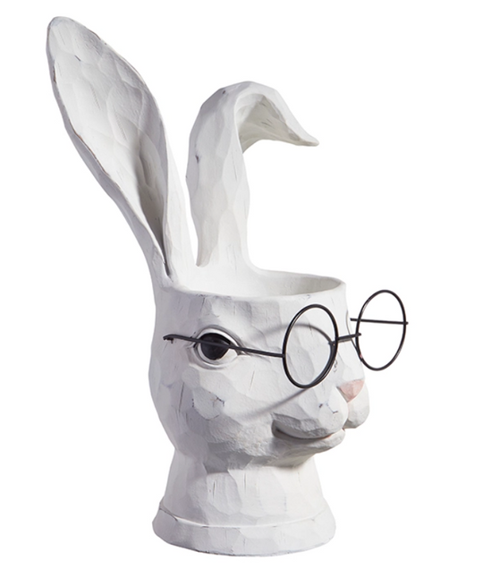 15.75" Rabbit With Glasses Planter