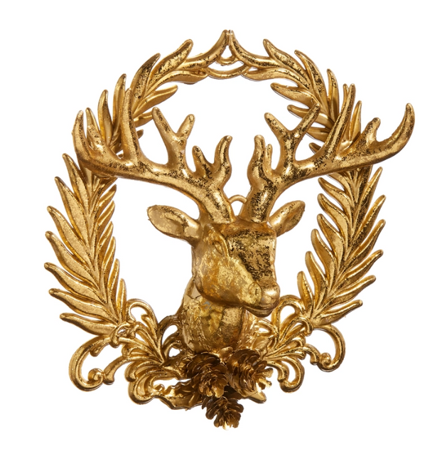 Deer with Wreath Emblem Ornament