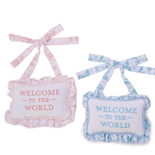 Welcome to the World Pillow Door Hanger