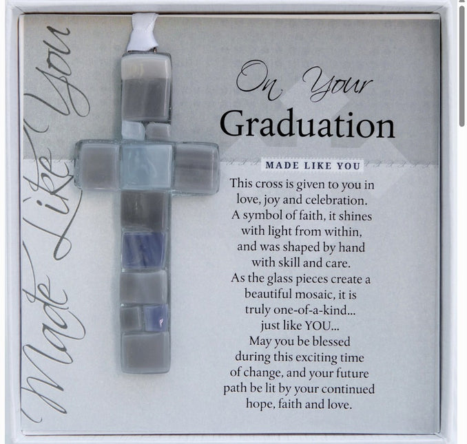 Handmade Glass Cross for Graduate