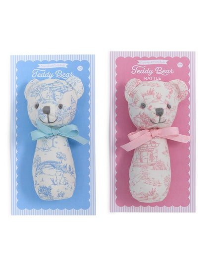 Animal Toile Pattern Teddy Bear Rattle