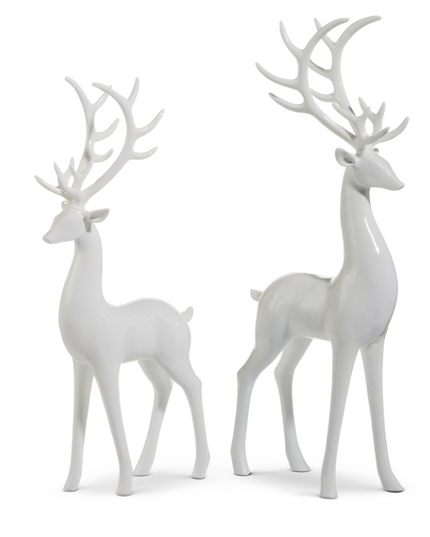 16.75" High Shine White Deer