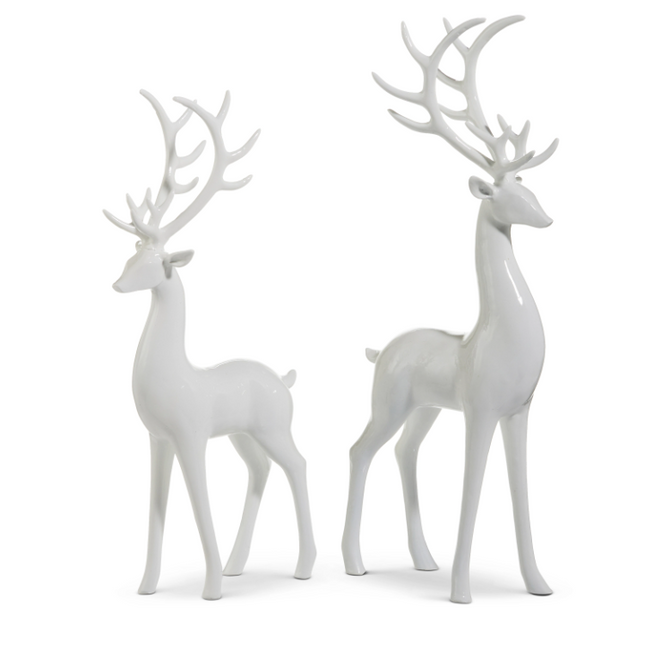 16.75" High Shine White Deer