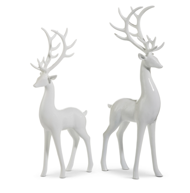 16.75" High Shine White Deer