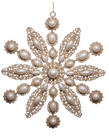9" Glitter and Pearl Ornament