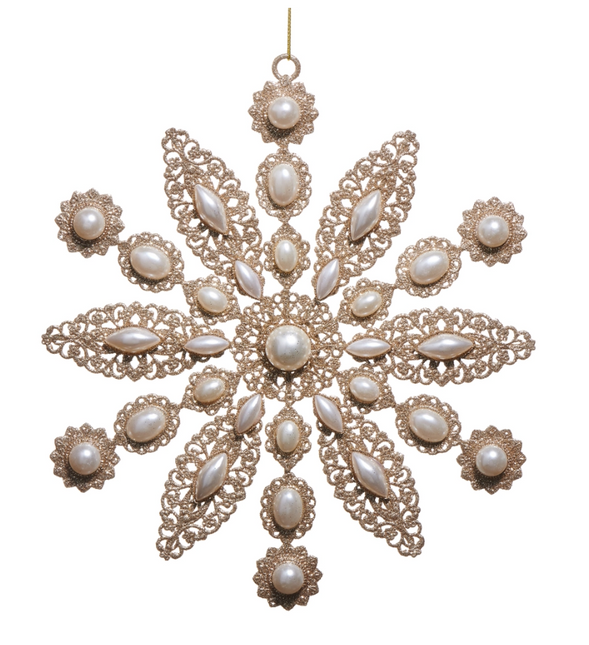 9" Glitter and Pearl Ornament