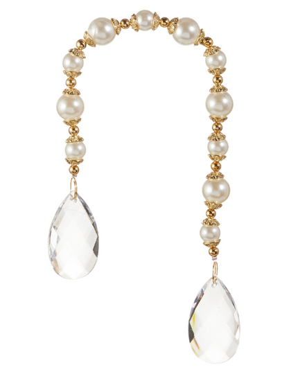 15" Crystal and Pearl Drape Ornament