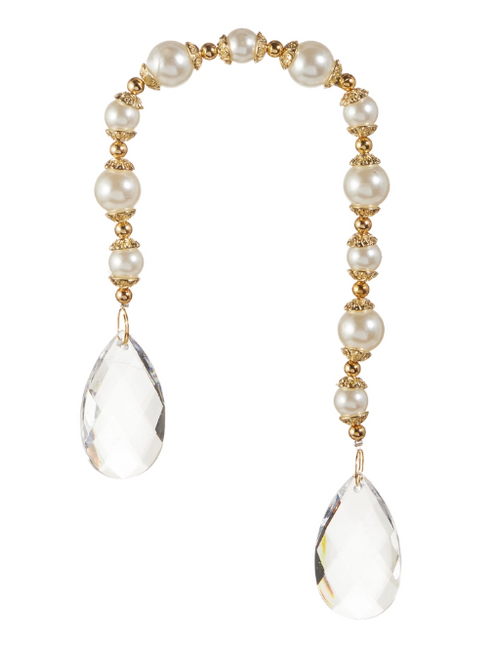 15" Crystal and Pearl Drape Ornament