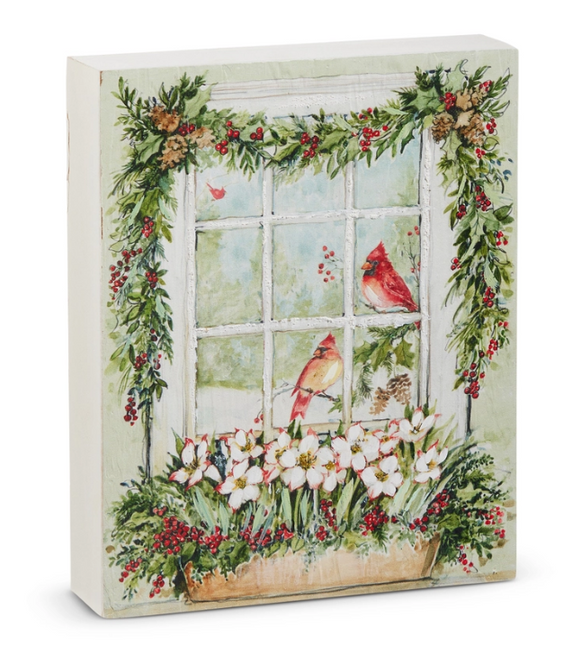 10" Watercolor Holiday Cardinal Block