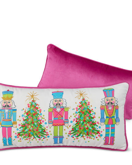 22" Candy Shop Trees and Nutcrackers Lumbar Pillow