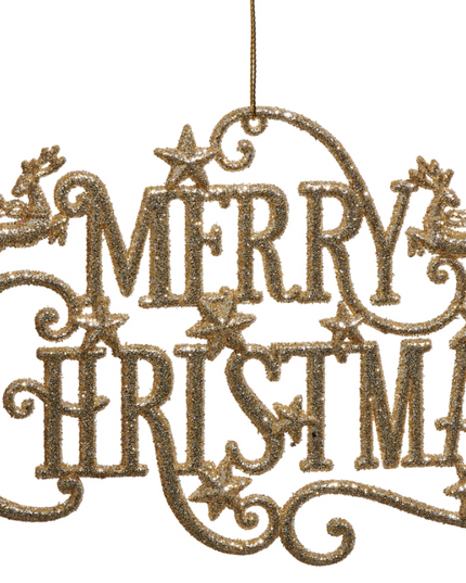 Gold Glitter Merry Christmas Ornament