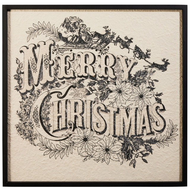 22" Vintage Merry Christmas Wall Art