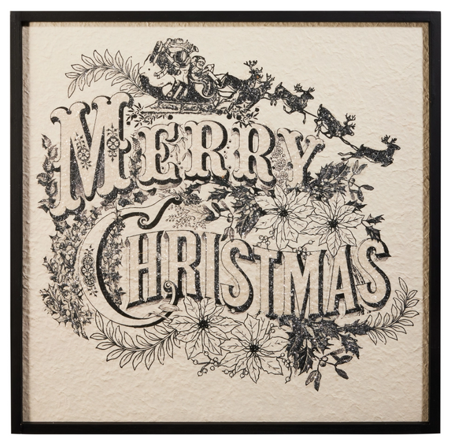 22" Vintage Merry Christmas Wall Art