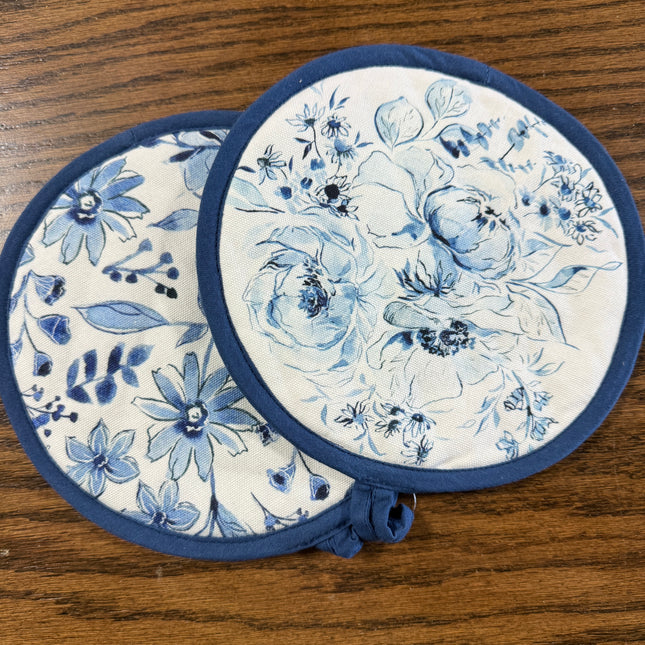 Blue Florals Hot Pads Set of 2 image 0