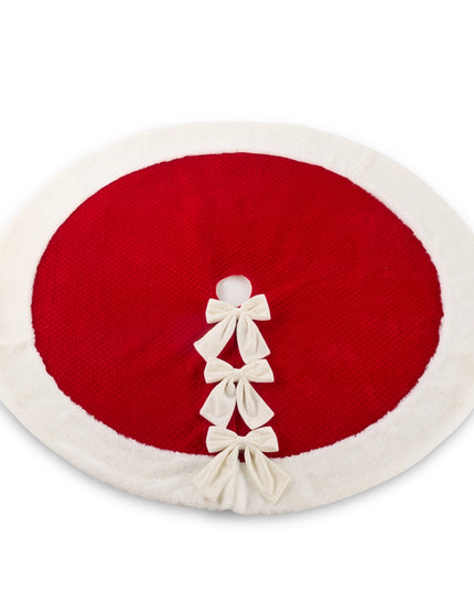 48.5" Red Velvet Tree Skirt with White Bows