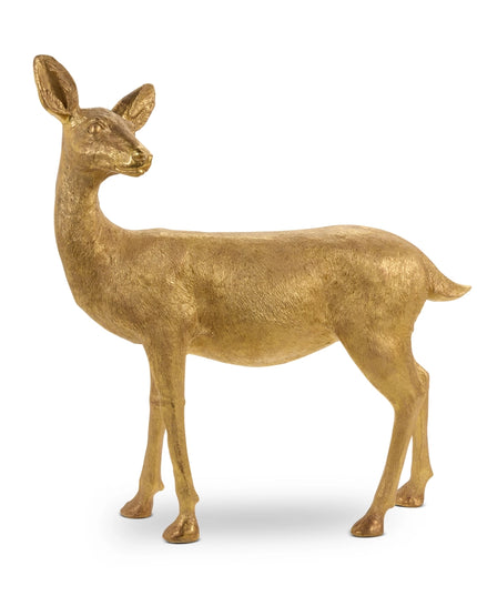 35" Gold Standing Doe Statue