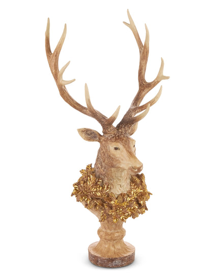 27" Deer Sculpture with Wreath