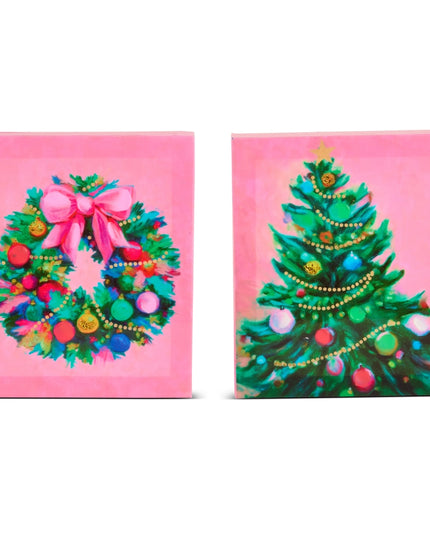 8" Brightmas Tree & Wreath Wall Art