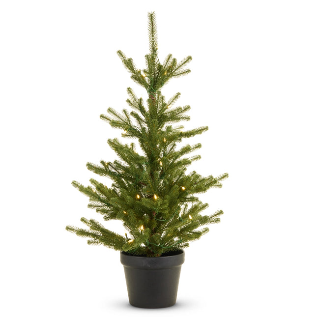 36" Lighted Potted Fir Tree