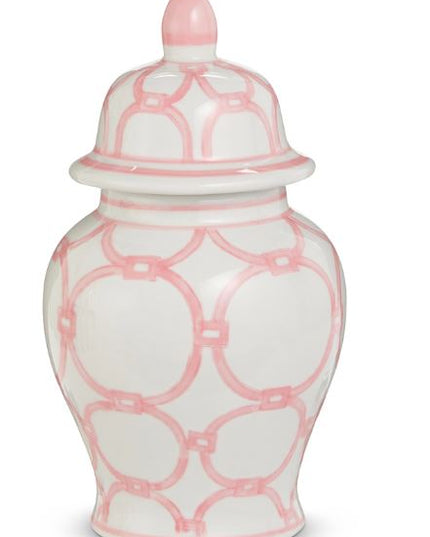 10.75" Pink and White Ginger Jar