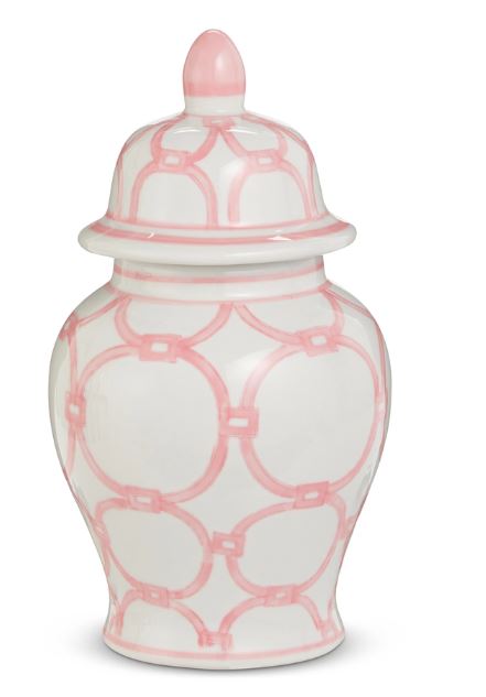 10.75" Pink and White Ginger Jar