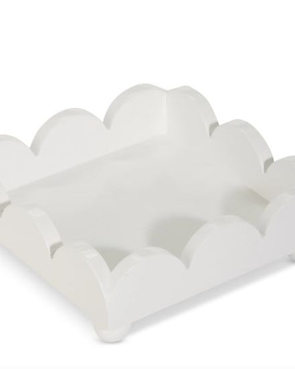 White Scalloped Napkin Holder