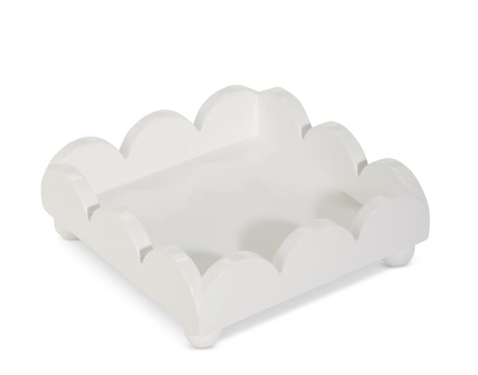 White Scalloped Napkin Holder
