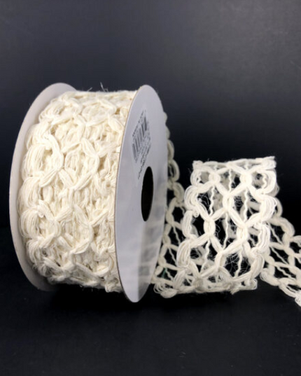 Ribbon White Hex Open Weave 1.5"x10Y