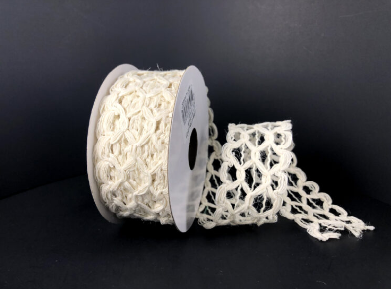 Ribbon White Hex Open Weave 1.5"x10Y