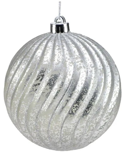 150Mm Antique Look Swirl Ball Silver