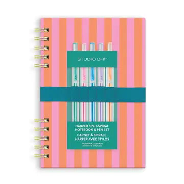 Cabana Stripes Harper Split Spiral & Pen Set
