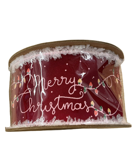Merry Christmas with Fuzzy Edge Ribbon