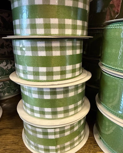 1.5" x 10 yds Solid/Mini Gingham Ribbon