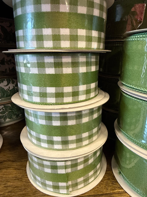 1.5" x 10 yds Solid/Mini Gingham Ribbon