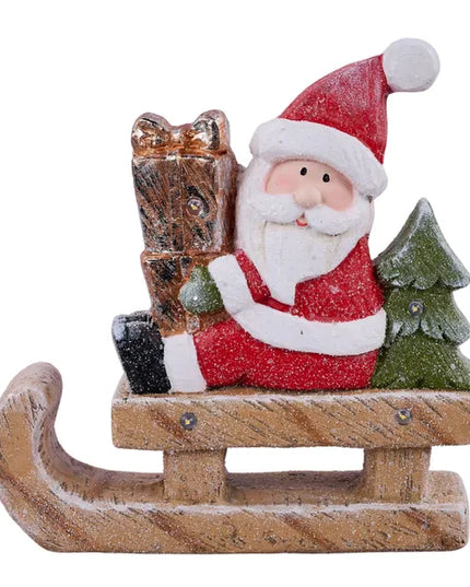 11.75"H x 11.75"L Santa On Sled W/Gift