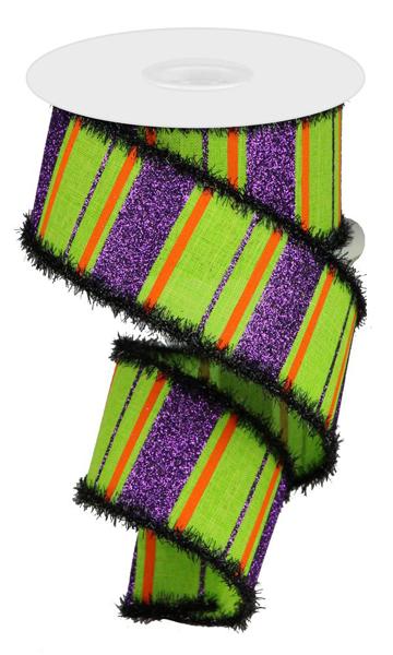 2.5" x 10yd Glitter Stripes On Royal image 0