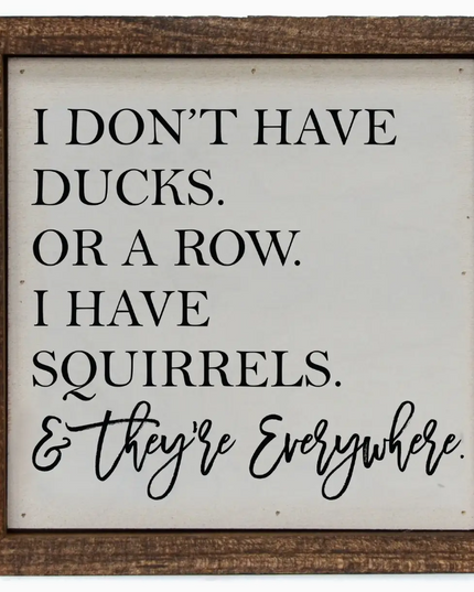 6x6 I Don't Have Ducks. Or a Row. I Have Squirrels Sign
