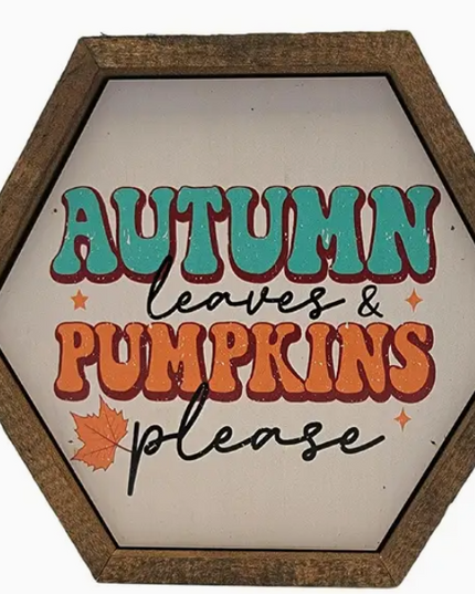 Autumn Leaves And Pumpkin Sign