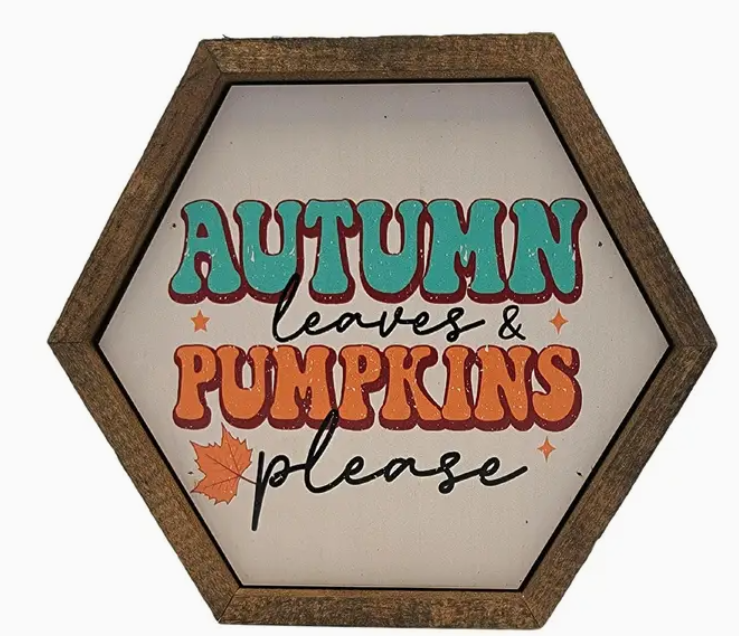 Autumn Leaves And Pumpkin Sign