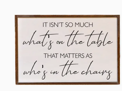 It Isn't So Much What's On The Table Sign