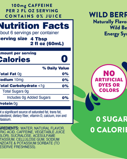 Sugar Free Wild Berry Energy Syrup - 375ml