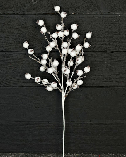 22in Spray-Fluffy Snowy White Crabapple Berry