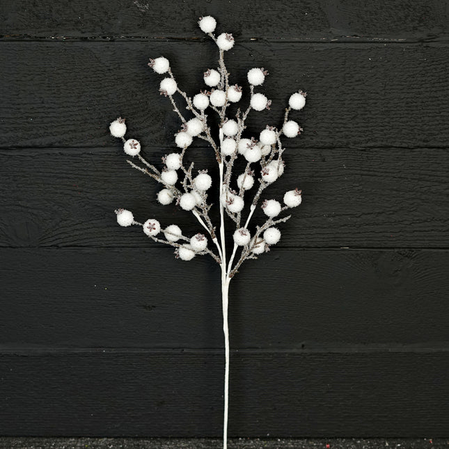 22in Spray-Fluffy Snowy White Crabapple Berry