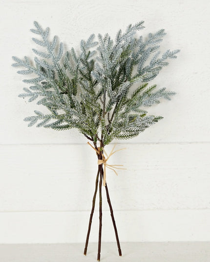 19in Bush-White Flocked Dripping Soft Touch Norfolk Pines