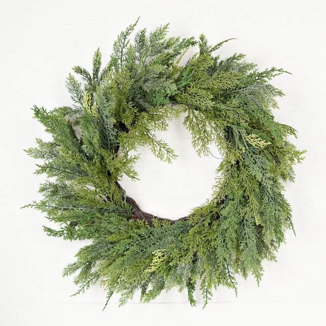 24in Twig Wreath-Soft Touch Mix Green Mountain Cedars