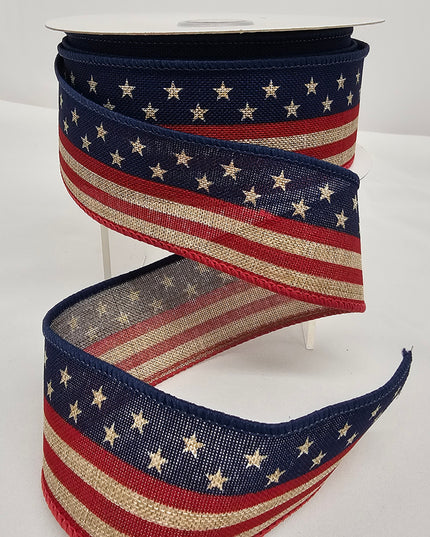 1.5"x10Y Flag Burlap Ribbon image 0
