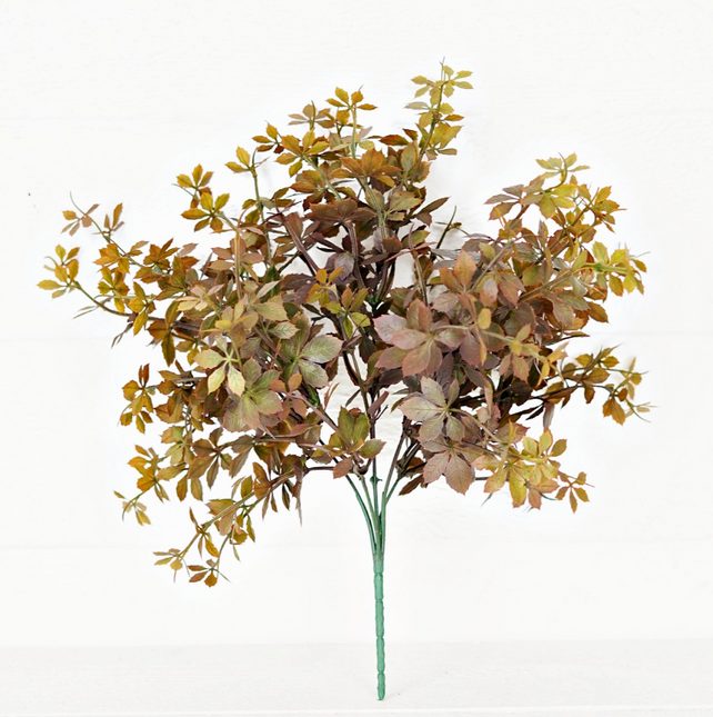 16' plastic sweetgum leaves bush-sage brown